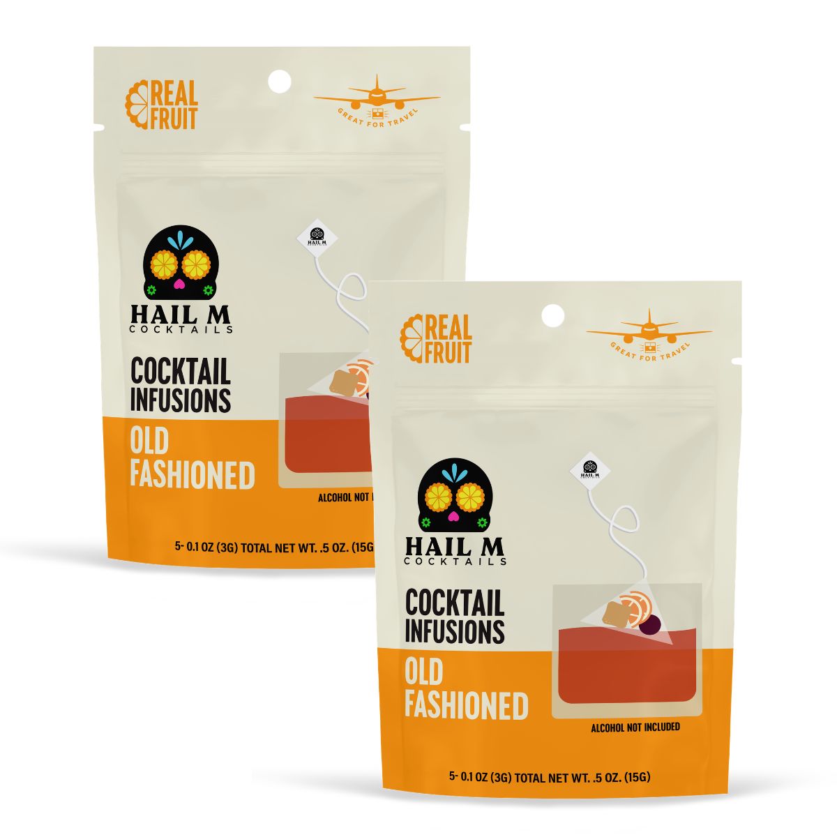 Old Fashioned Infusion Kit – Travel Cocktail Tea Bags - 2 Pack Classic