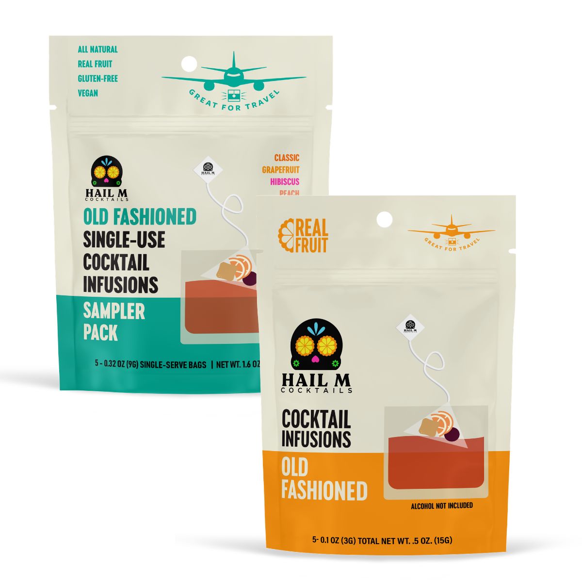 Old Fashioned Infusion Kit – Travel Cocktail Tea Bags - 2 Pack Mixed