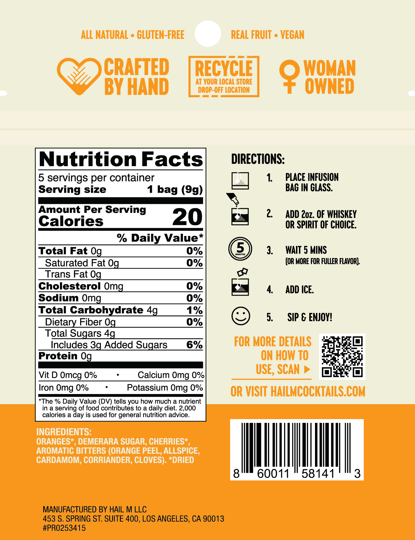 Old Fashioned Infusion Kit – Travel Cocktail Tea Bags - 2 Pack Classic