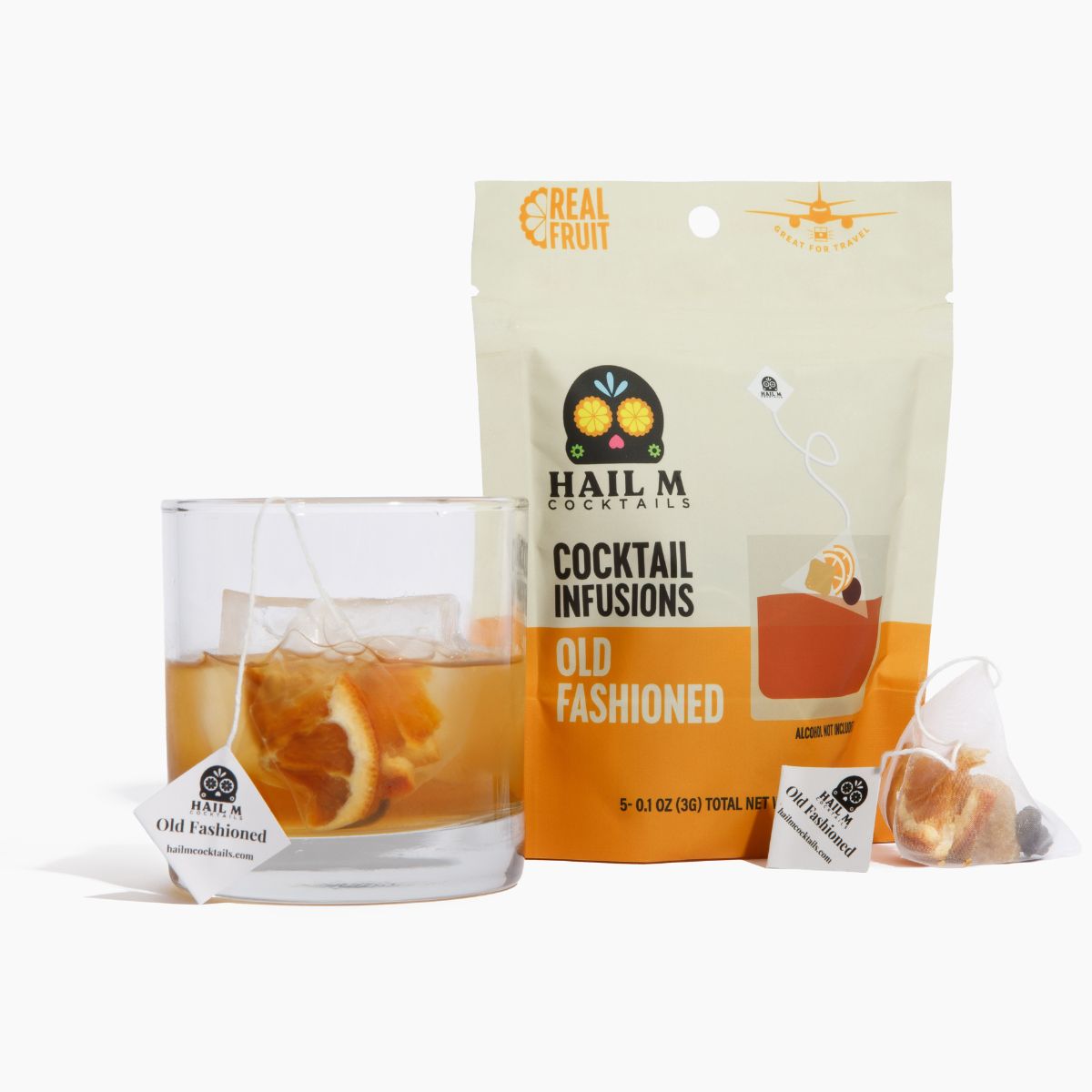 Old Fashioned Infusion Kit – Travel Cocktail Tea Bags - 2 Pack Classic