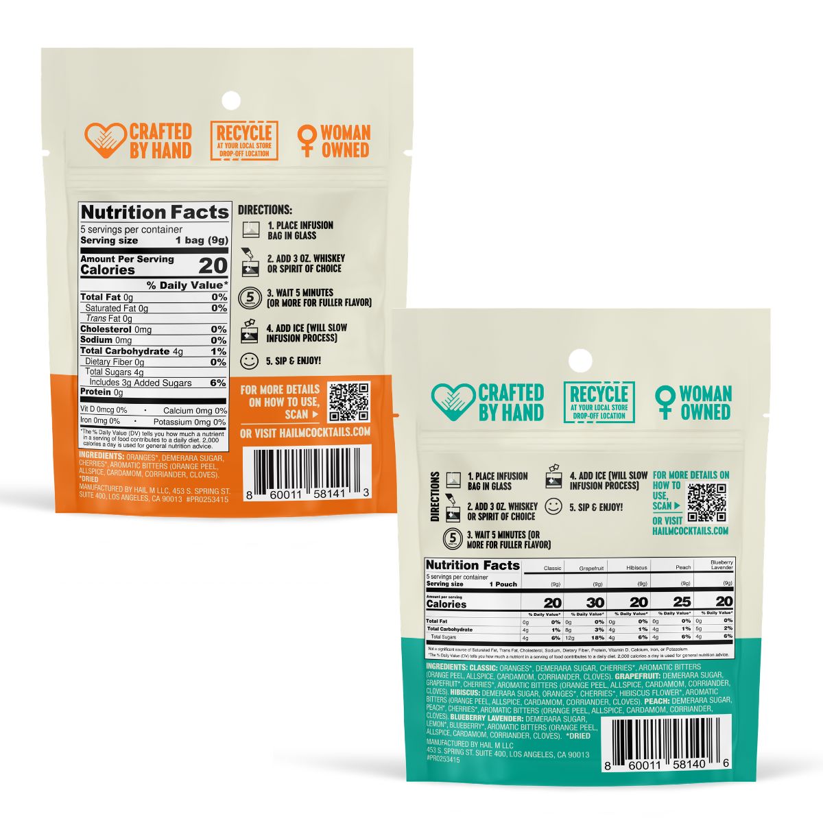 Old Fashioned Infusion Kit – Travel Cocktail Tea Bags - 2 Pack Mixed