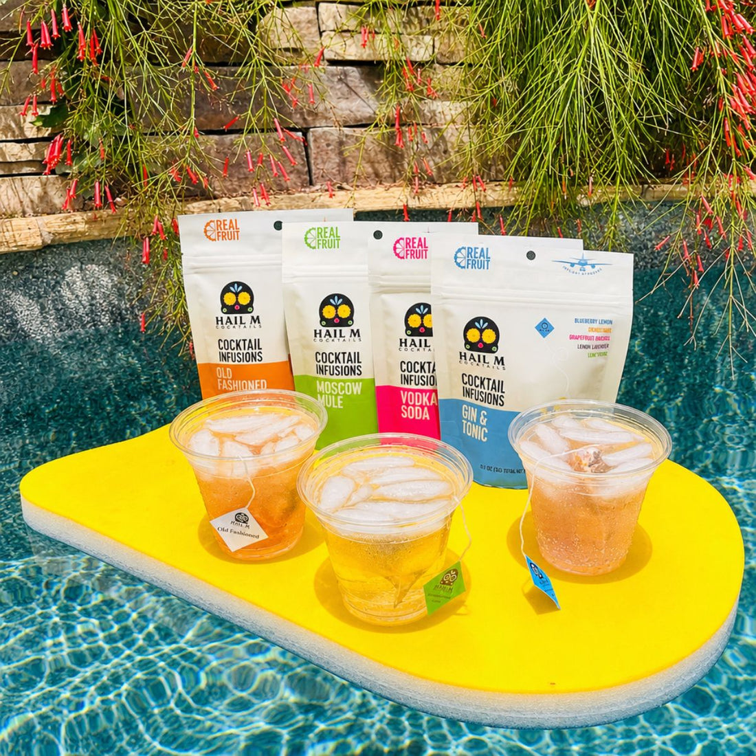 Old Fashioned , Gin & Tonic, Vodka Soda  & Moscow Mule Cocktail Infusion Kit – 4-Pack Poolside Bundle + Flamingo Cup Holders